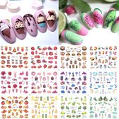 Nagel stickervel Eten & Fruit met 9 designs water transfer stickers | nail art | nagelstickers | Sparkolia