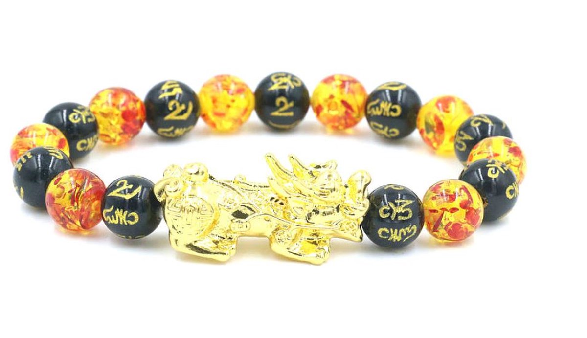 Feng Shui armband - geluksbrenger - geluksarmband - geluk - 21 cm Amber Mix - 1 stuks