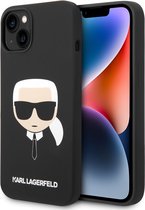 Karl Lagerfeld Silicone Telefoonhoesje voor Apple iPhone 14 Plus - Beschermd, Zwart, Back Cover.
