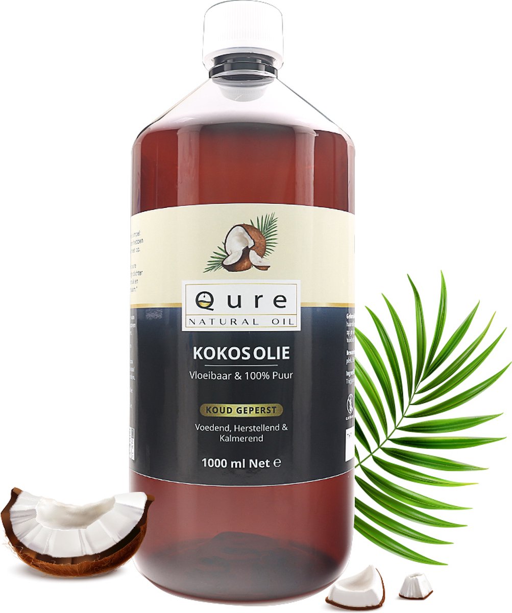 Kokosolie 1 Liter | 100% Puur en Vloeibaar | Food Grade MCT Kokos Olie Haar, Huid... | bol.com