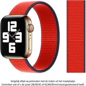 3 kleuren Rood Zwart / Blauw Nylon Horloge Bandje Geschikt voor Apple Watch 1, 2, 3, 4, 5, 6, 7, 8, SE & Nike+, 38mm, 40mm & 41mm "Vrouwenbreedte" Series - Zacht Geweven Nylon - 38 mm, 40 mm en 41 mm - red black blue