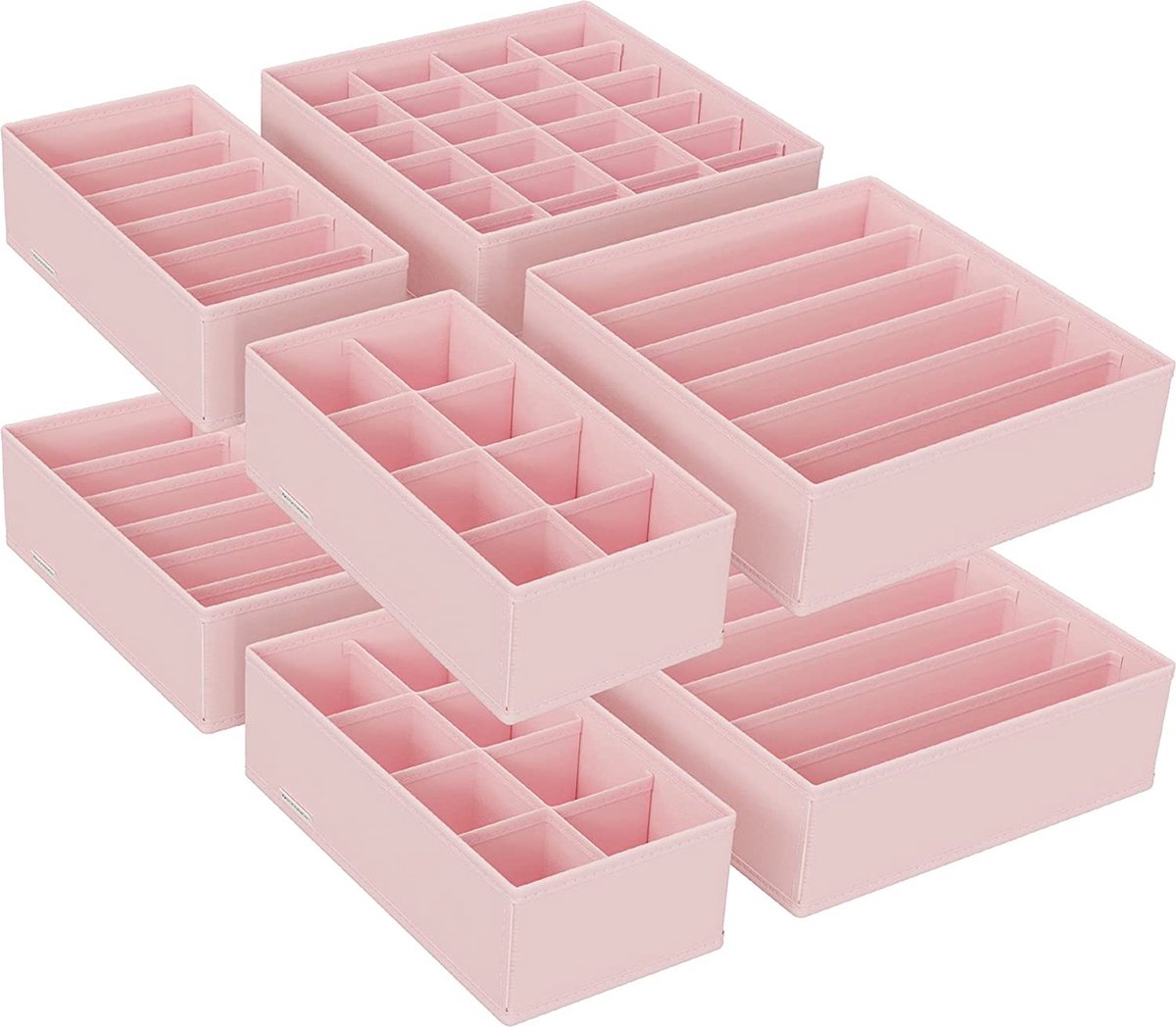 SONGMICS opbergdozen voor ondergoed, set van 8, lade-organizer, opbergsysteem voor garderobe, voor bh's, ondergoed, sokken, stropdassen, vouwdozen, stoffen dozen, roze RUS008P01