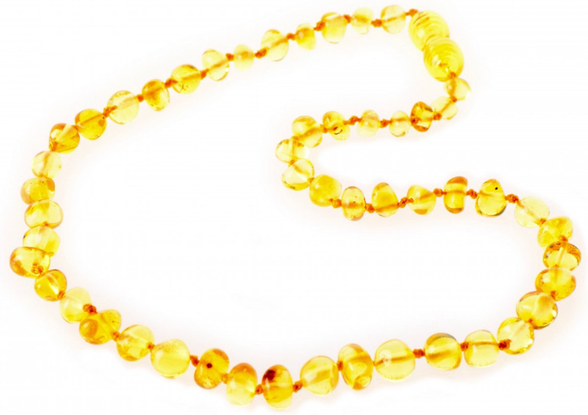 Goedkoopste Naturalem - Baltische Barnsteen ketting - 36 cm - baby /kind - honing kleur - Gecertificeerd aan Het Nederlandse Gemmologisch Edelsteen Laboratorium Naturalis - pijn verminderend bij doorkomende tandjes - kraamcadeau - Amber - Kehribar