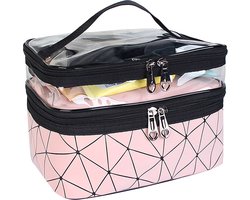 DW4Trading Beautycase met 2 Compartimenten - Organizer - Reis toilettas - Roze