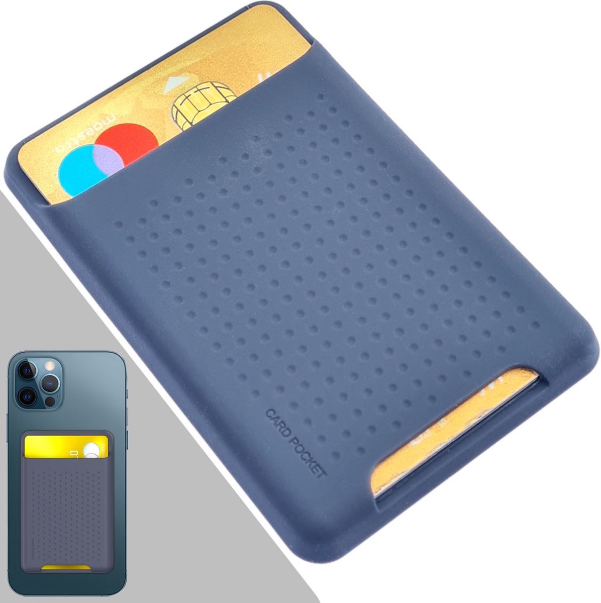 SMP® Magsafe Wallet - Kaarthouder - Pasjeshouder - Siliconen - geschikt voor Apple iPhone 12 en 13 - Blauw
