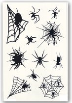 GlittersXL - Temporary Halloween Tattoo #22 spinnenweb spiders rag [Make-up schmink Nep Fake tattoo - nep wond tattoos gezicht stickers spin bloed masker - Kostuum decoratie heren dames meisje jongen kind - Water overdraagbare festival sticker henna]