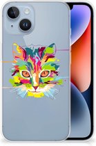 Mobiel Case Geschikt voor iPhone 14 GSM Hoesje Doorzichtig Cat Color