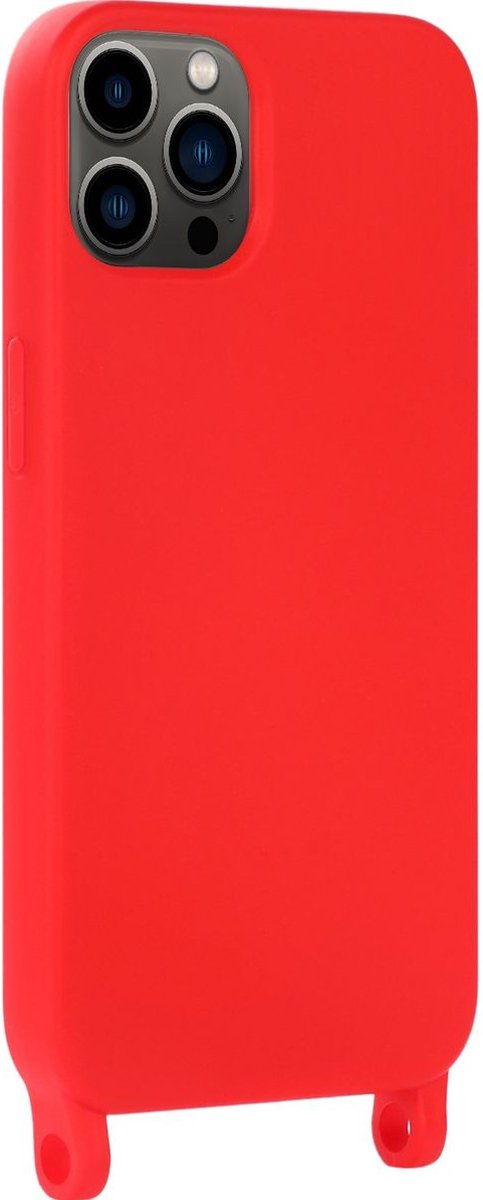 Mobigear Telefoonhoesje geschikt voor Apple iPhone 14 Pro Max Siliconen | Mobigear Lanyard Hoesje met koord - Rood