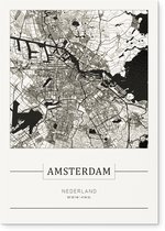 Stadskaart Amsterdam - Plattegrond Amsterdam – city map – Forex muurdecoratie 30 x 40 cm