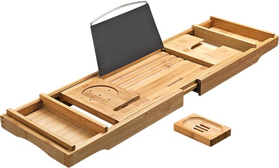 Luxe badplank van duurzaam bamboe - Uitschuifbaar van 70 tot 105 cm