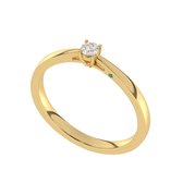 Diamo Diamonds 9-DD001-YG-10-58 Gouden Ring met Diamant - Dames - Lab Grown Diamonds - 0,10ct - Recycled Goud - 14 Karaat - Maat 58 - Solitair - Geelgoud