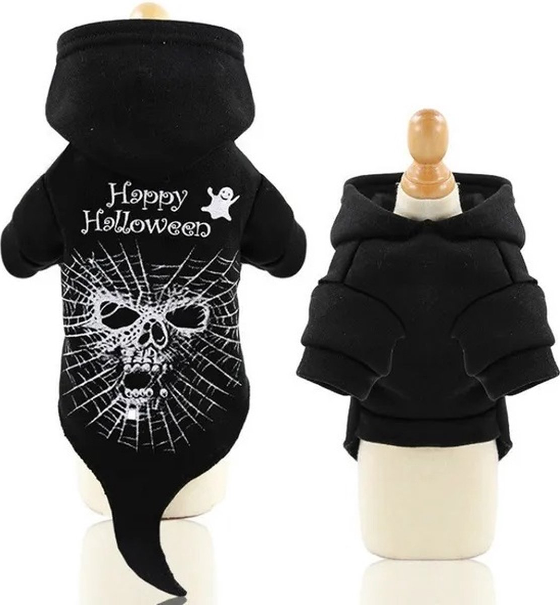 Honden pakje Halloween Doodshoofd Zwart M