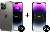 iPhone 14 Pro hoesje siliconen transparant case - 2x iPhone 14 Pro Screenprotector screen protector