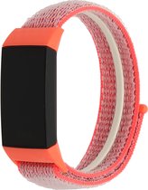 Bandje Voor Fitbit Charge 3 & 4 Nylon Band - Roze - One Size - Horlogebandje, Armband