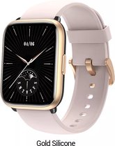 Belesy® LAOS – Smartwatch Dames – Smartwatch Heren – Horloge – 1.78 inch Touchscreen Kleurenscherm – Stappenteller – Hartslag – Zuurstofgehalte – 100+ Sporten – Calorieën – Bluetooth 5.1 – Rosegoud Roze Siliconen - Moederdag