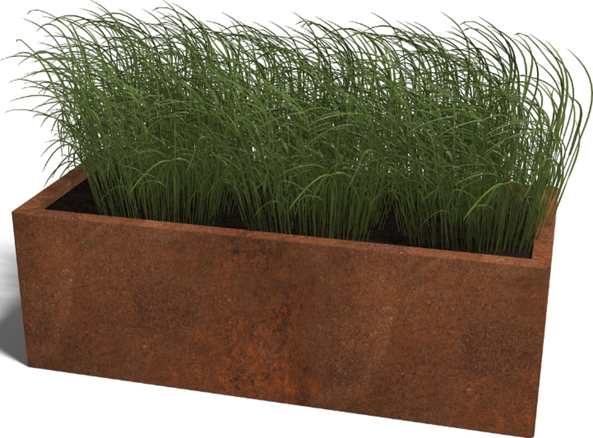 Cortenstaal plantenbak - Rechthoek - 120x50x60cm - Roestkleur - Zonder bodem - MySteel