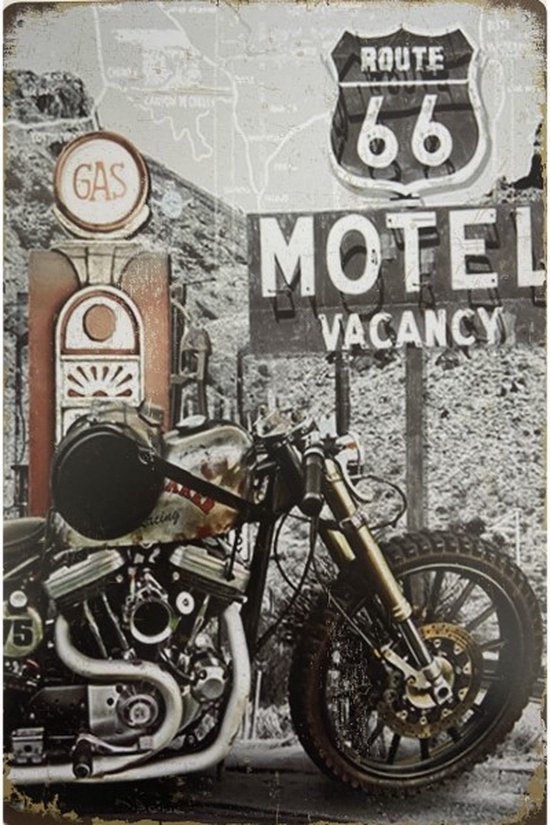 Wandbord - Route 66 Motel By Motor