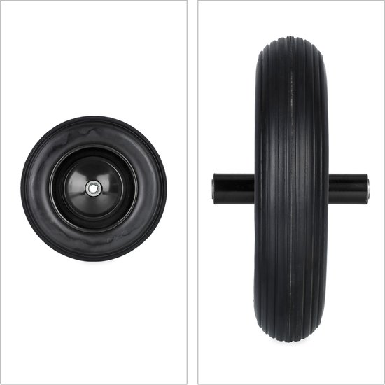 Relaxdays kruiwagenwiel - 3.50-8 - zonder lucht - rubberen band - stalen velg - tot 100 kg - zwart van Relaxdays — afbeelding 4