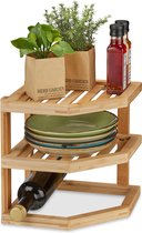Étagère de comptoir de cuisine Relaxdays - étagère à assiettes en bambou - organisateur d'armoires de cuisine - étagère d'angle cuisine