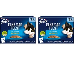 2x Felix - Elke Dag Feest Vis Selectie in Gelei Senior - Kattenvoer - 12x85g
