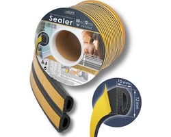 Tochtstrip voor Deuren op Rol - Tochtband voor Ramen - 50 Meter - Zelfklevend - 'D' Profiel - Zwart - Energiebesparing - Tochtstopper - Tochtwering - Woning verduurzamen