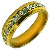 Tesoro Mio Michel – Dames Ring Voor Vrouw – Staal In Kleur Goud – Met Zirkonia Stenen – 17 mm / Maat 53
