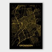 Poster Plattegrond Groningen - Plexiglas - 50x70 cm | Wanddecoratie - Interieur - Art - Wonen - Schilderij - Kunst