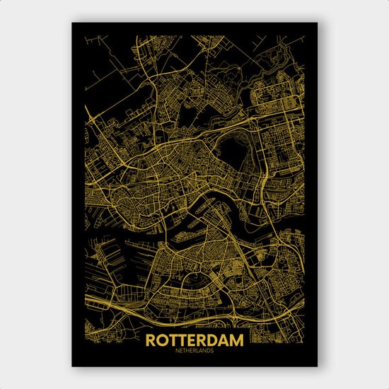 Poster Plattegrond Rotterdam - Dibond - 50x70 cm | Wanddecoratie - Interieur - Art - Wonen - Schilderij - Kunst
