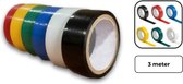 PD® - Isolatietape / PVC Tape - 18mm x 3m - 6 stuks - Zwart / Groen / Blauw / Wit / Rood / Geel - Rubber Tape - Isolatieband