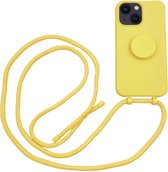 Høyde - Geschikt voor iPhone 13 - Telefoonhoes met koord + Socket houder - Geel