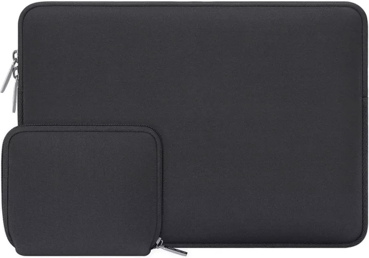 Laptophoes 13 14 Inch - DSGN BRAND® NEOPRENE134 - Zwart - Apple MacBook Air Pro Laptop Softshell Sleeve met Handtas - Waterdicht