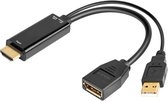 HDMI naar DisplayPort 1.2 - HDMI Displayport Kabel - USB Powered - 4K 60Hz - 0.15m - Zwart