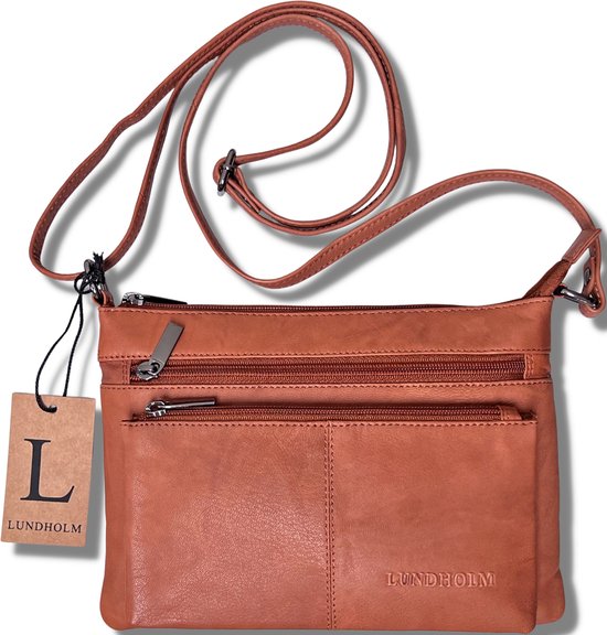Lundholm leren schoudertas dames groot bruin schoudertassen dames