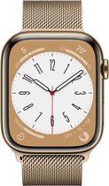 Bol.com Apple Watch Series 8 - 4G - 45mm - Goud Roestvrijstaal - Goud Milanees bandje aanbieding