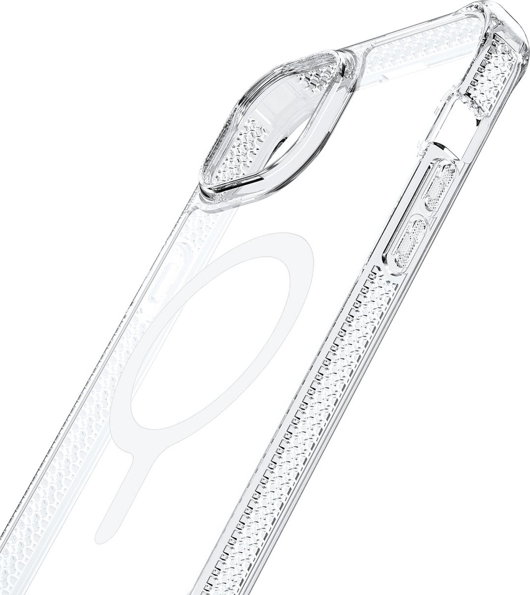 ITSkins Recycled L2 Hybrid R cover - transparant - voor iPhone 14 Plus Geschikt voor Draadloos Opladen
