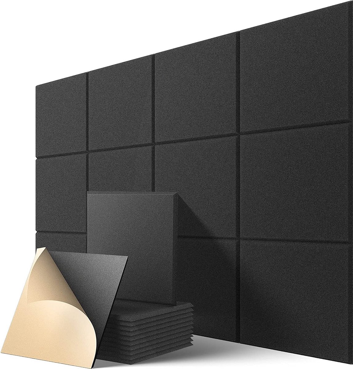 Zelfklevende akoestische panelen, 12delige geluidsabsorberende wand met hoge...