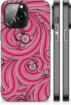 Smartphone Hoesje iPhone 14 Pro Max Back Case TPU Siliconen Hoesje met Zwarte rand Swirl Pink