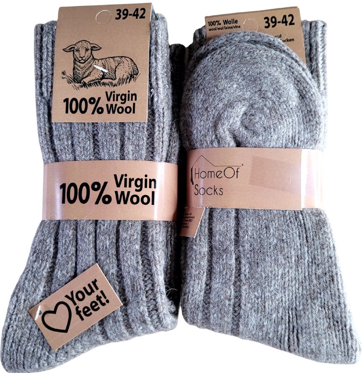 Luxe wollen huissokken bruin - Homeofsocks uniseks sokken van hoogwaardig kwaliteit 4 paar