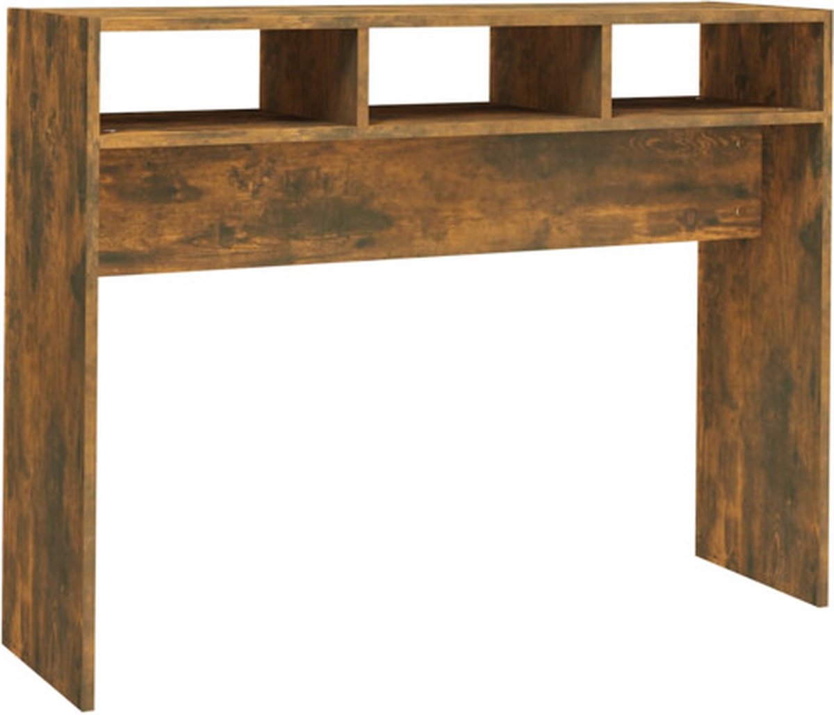 vidaXL Wandtafel - 105x30x80 - cm - bewerkt - hout - gerookt - eikenkleurig
