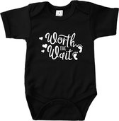 Zwangerschap Aankondiging - Worth the Wait - Romper Zwart - Maat 68 - Aankondiging Zwangerschap - Aankondiging Baby