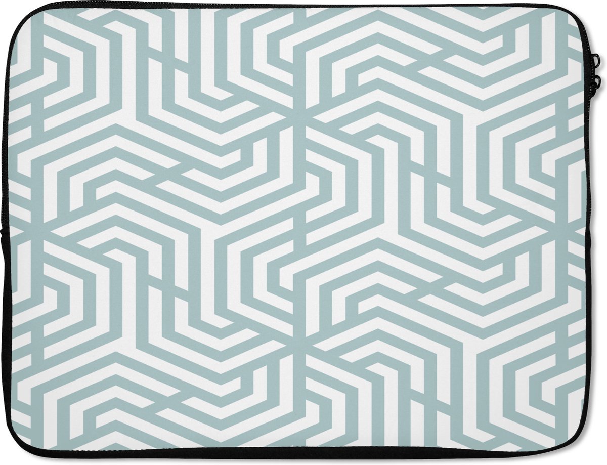 Laptophoes - Laptoptas - Laptop - Patronen - Groen - Abstract - Driehoek - 15 6 Inch - Laptop cover