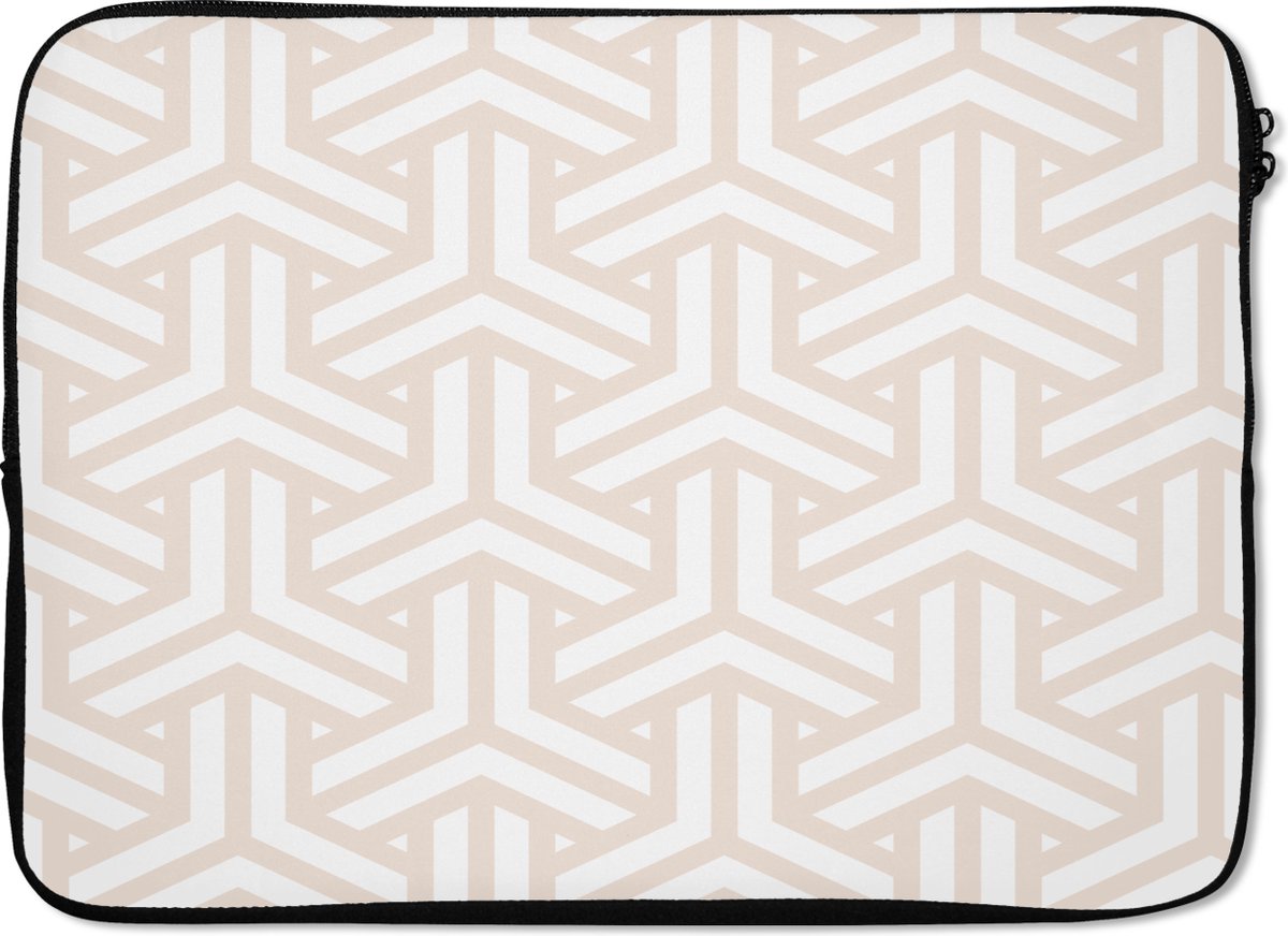 Laptophoes - Laptoptas - Design - Laptop - Lijn - Driehoek - Beige - 14 Inch - Laptop cover