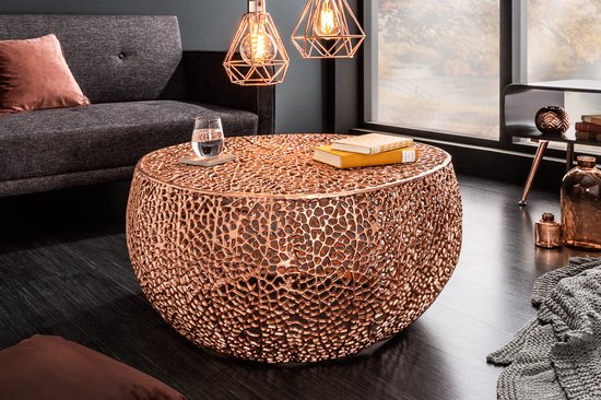 Table basse design en filigrane LEAF 75cm taille 80cm artisanat en cuivre  avec alliage... | bol
