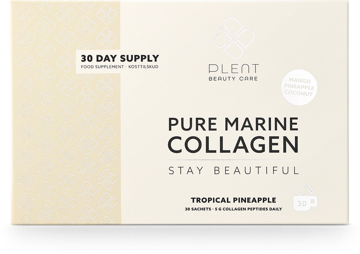 Plent - Vis Collageen (+ vit c) - Tropical Pineapple - 30 sachets met een heerlijke perfect afgemeten dagelijkse dosis