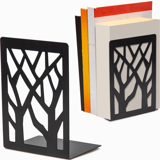 LIVILO - Boekensteun - Boekenstandaard - Metalen Boekenhouder - Boeksteun - Book Holder - Set van 2 - Zwart