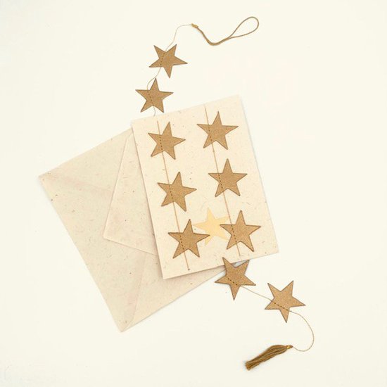 Vergelden Speciaal struik Luna-Leena duurzame wenskaartenset + slinger met gouden sterren L1.15 cm -  eco papier... | bol.com