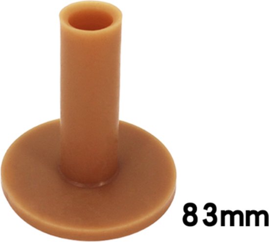 Bruine golf tee van 83mm met een brede basis.