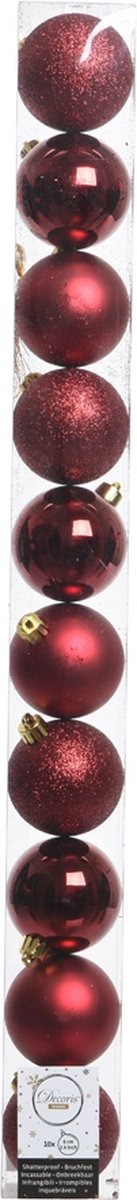 Decoris Kerstballen kunstof mix D6cm ossenbloed dia6.00cm Decoris kunststof kerstballenmix in ossenbloedrode kleur, diameter 6 cm.