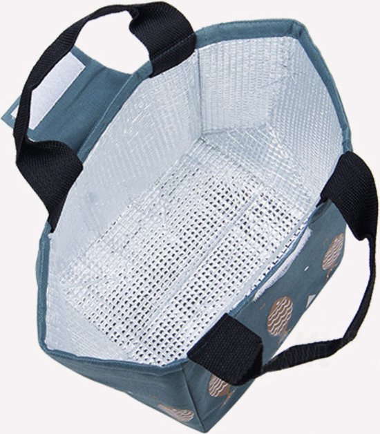 Lunchbag met isolatie - Groene lunchbag met vissen - Koeltas van Oxford stof voor lunch en broodtrommel. van Bacilona — afbeelding 3
