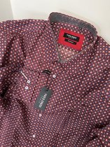 Heren blouse lange mouwen met print | rood | maat XL